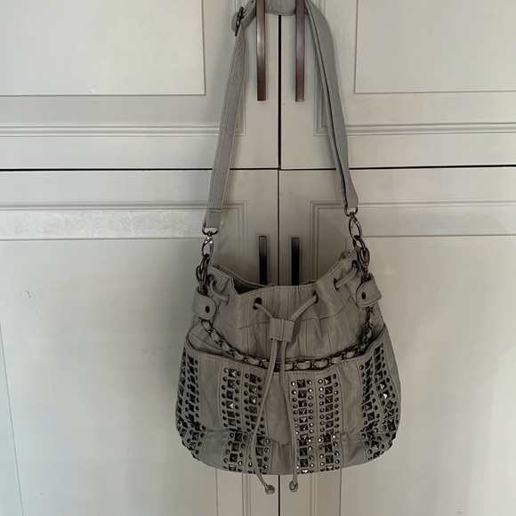 Call It Spring Handbags - Spring grey purse with metal embellishments